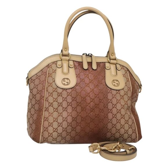 GUCCI GG Canvas Hand Bag 2way Beige Gold - Picture 1 of 16